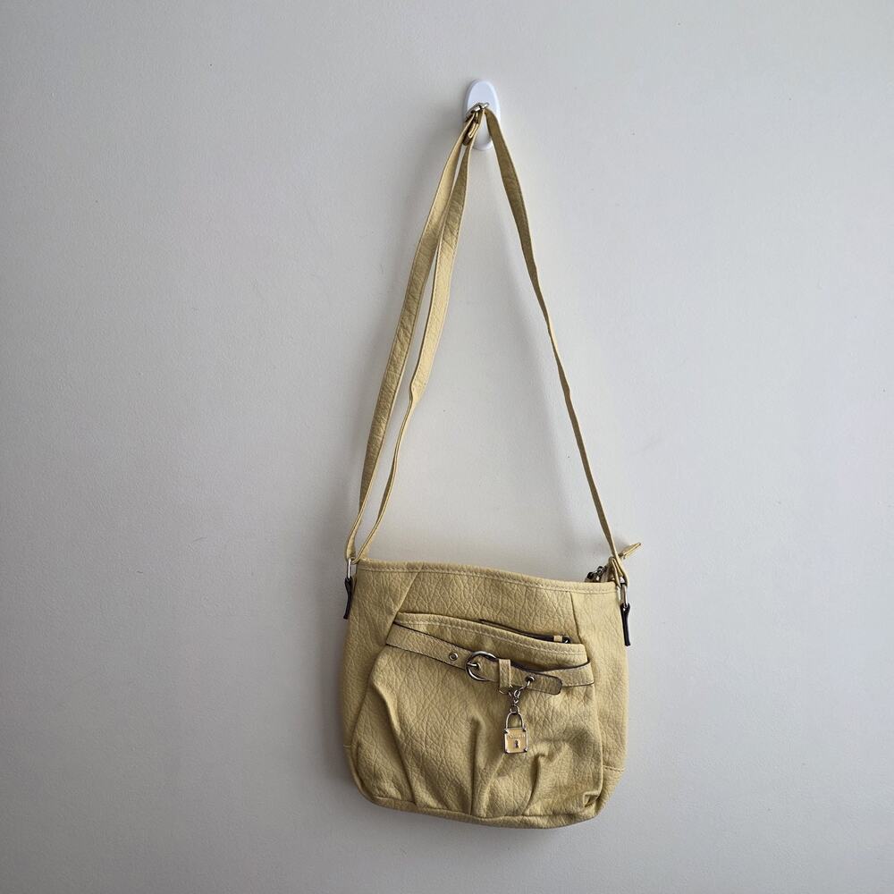 Butter Yellow Rosetti Handbag Purse Hobo Cross Bag Vegan Y2K Lock Charm Buckle